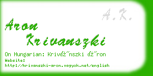 aron krivanszki business card